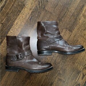Frye Veronica Leather Booties Dark Grey/Brown